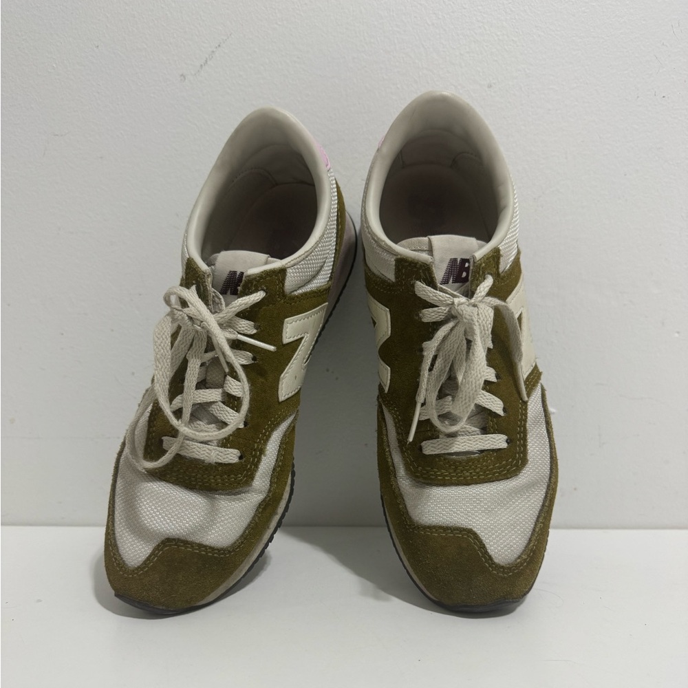 New Balance Olive and Cream Athletic Shoes